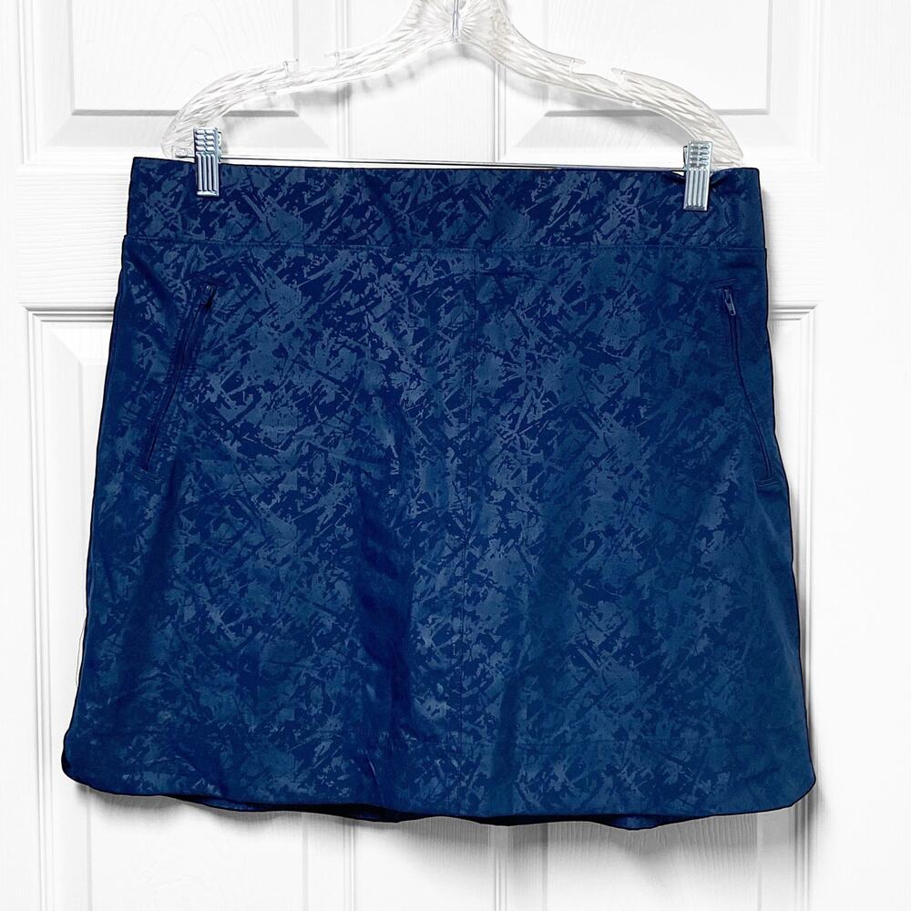 Orvis Skort Womens XL Extra Large Blue Print Pull On Pockets Stretch Tennis Golf